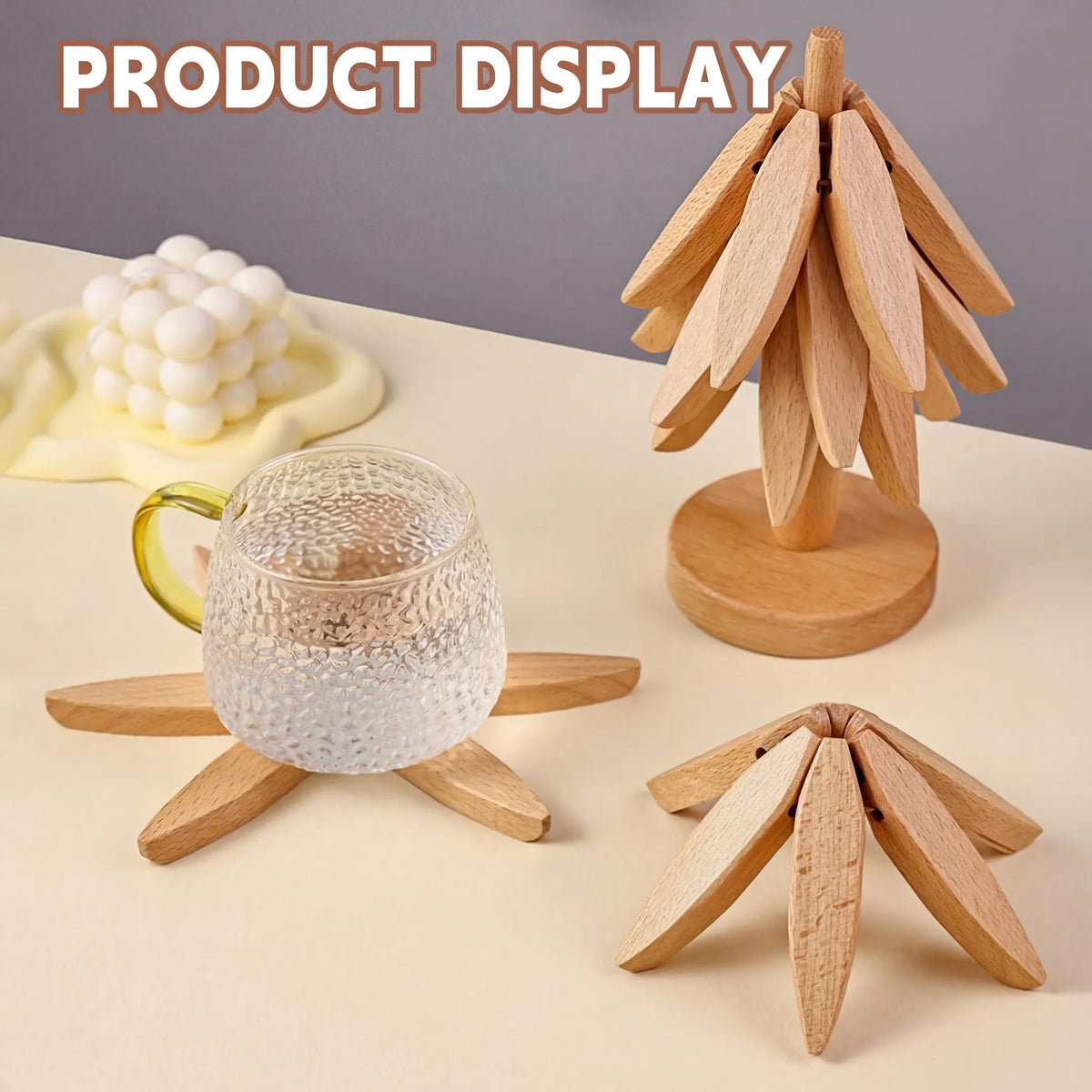 PineNest™ | Wooden Tree-Shaped Heat-Resistant Trivet Set