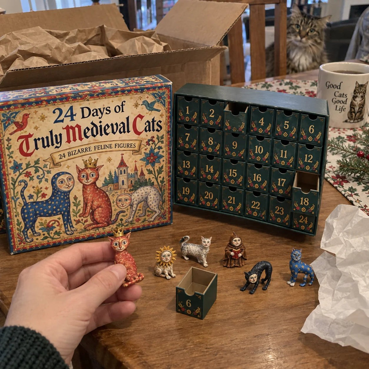 MedievalMeows™ | 24-Day Quirky Cat Figurine Advent Calendar