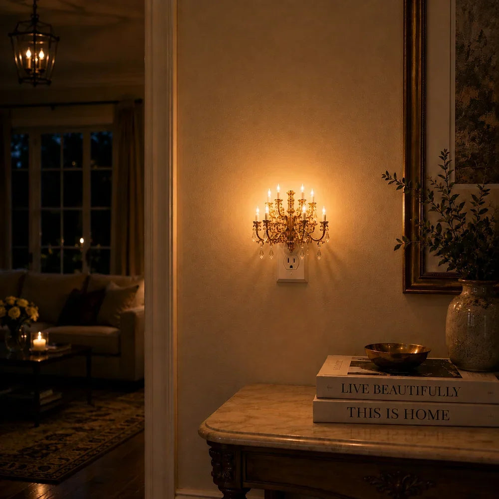 RoyalGlow™ | Vintage Crystal Chandelier Plug-In Night Light