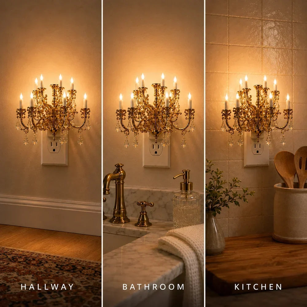 RoyalGlow™ | Vintage Crystal Chandelier Plug-In Night Light