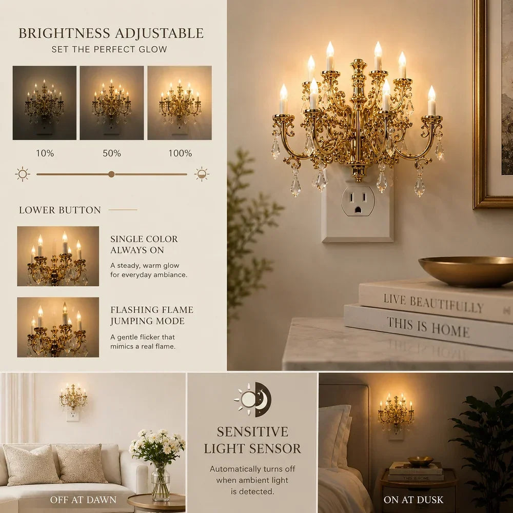 RoyalGlow™ | Vintage Crystal Chandelier Plug-In Night Light
