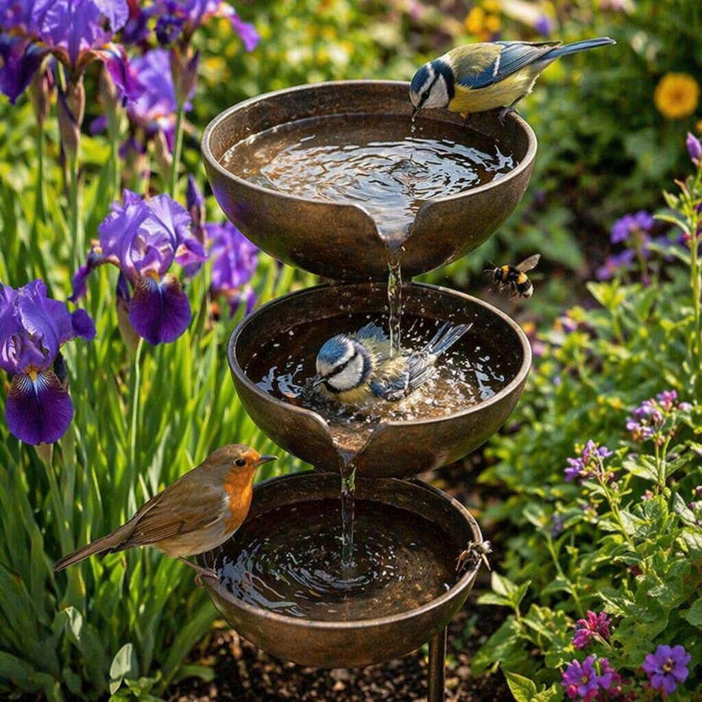 AquaHaven™ | Cascading Bird Bath & Rain Catcher