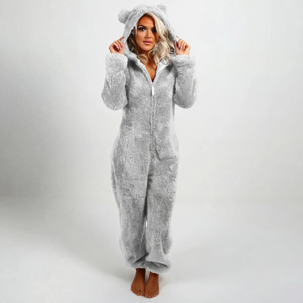SnuggleLuxe™ | Women's Ultra-Soft Teddy Fleece Hooded Jumpsuit