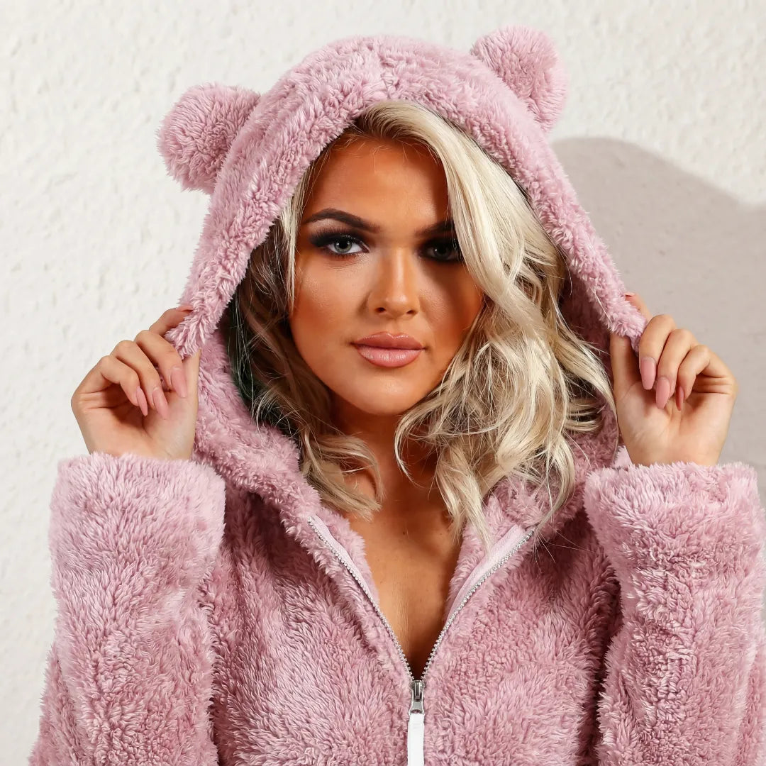 SnuggleLuxe™ | Women's Ultra-Soft Teddy Fleece Hooded Jumpsuit