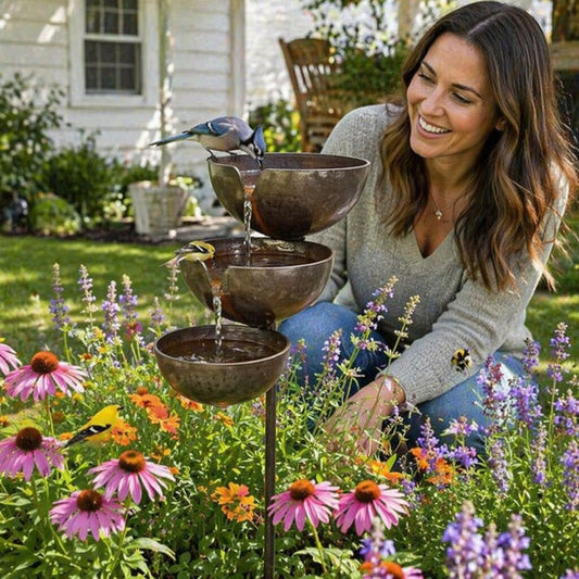 AquaHaven™ | Cascading Bird Bath & Rain Catcher
