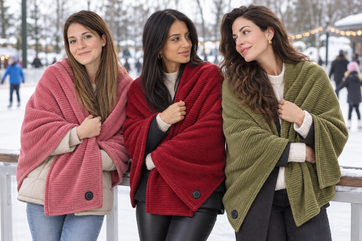 WarmCove™ | Women's Heated Knit Poncho Sweater