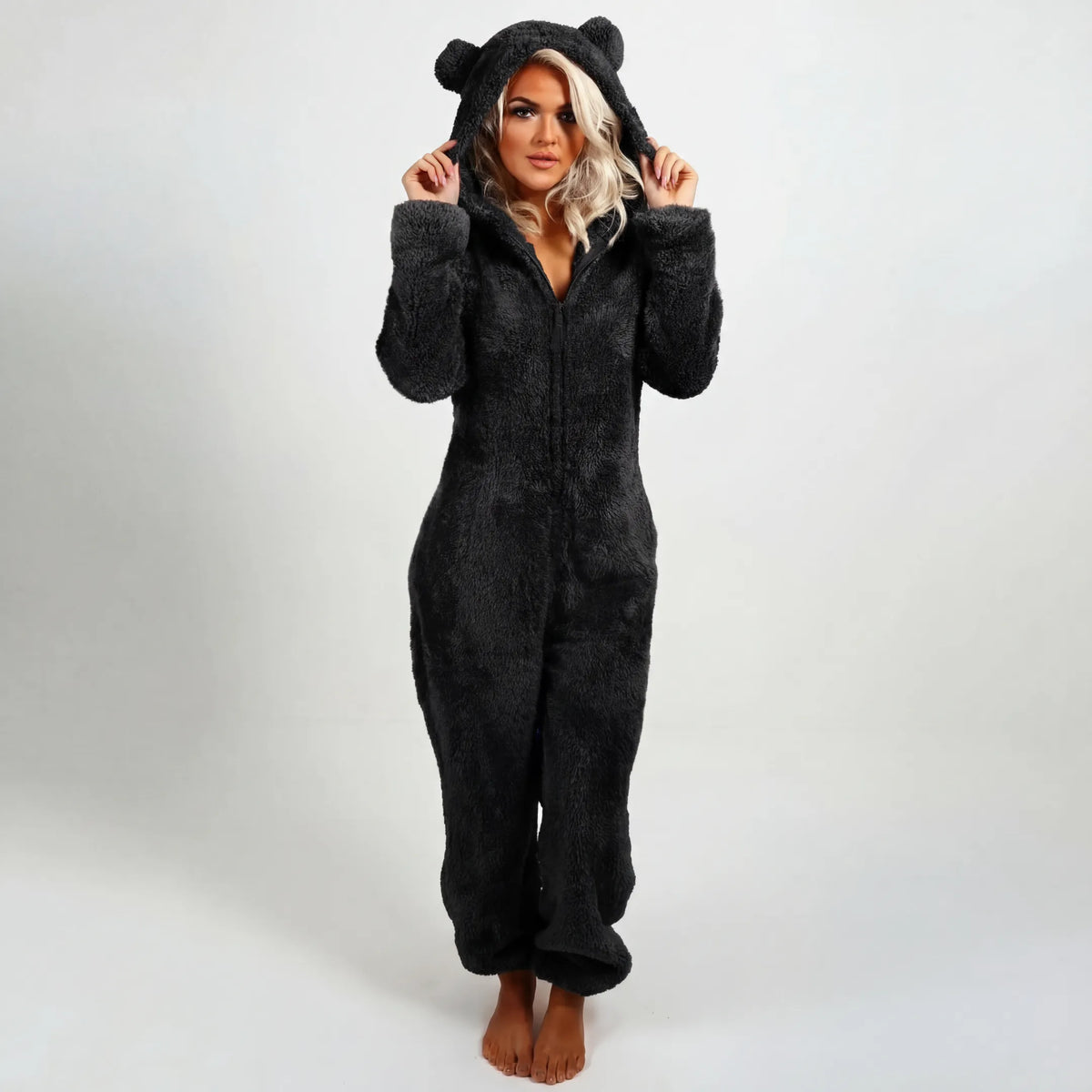 SnuggleLuxe™ | Women's Ultra-Soft Teddy Fleece Hooded Jumpsuit