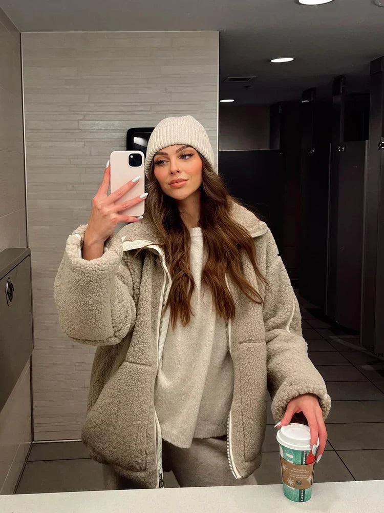 TeddyLuxe™ Cozy Sherpa Jacket for Women