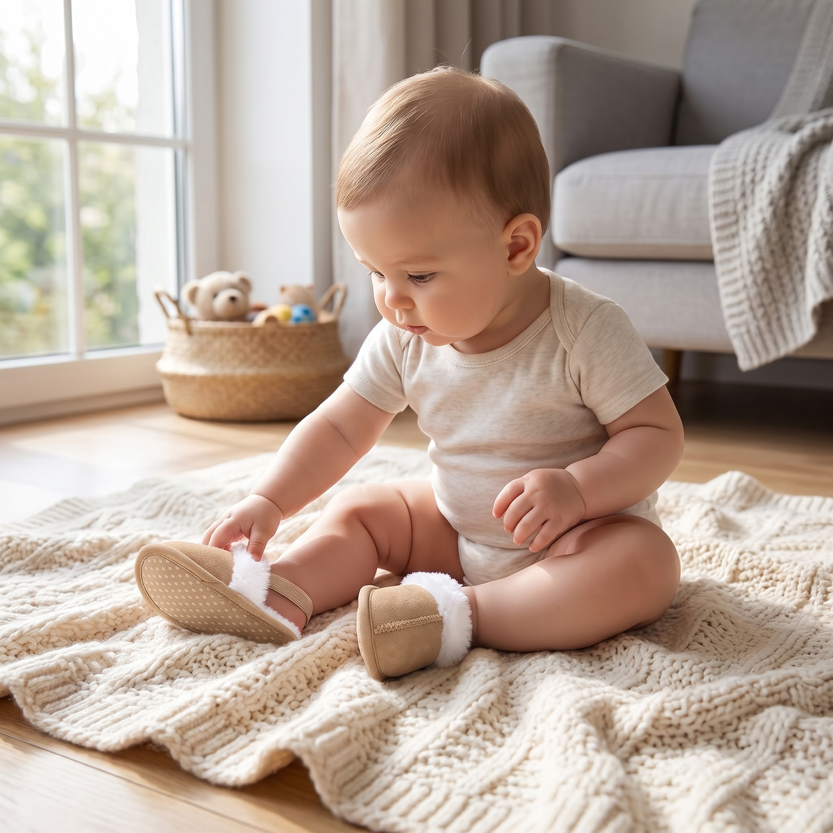 TinyCuddle™ | Cozy Baby Slippers with Back Strap