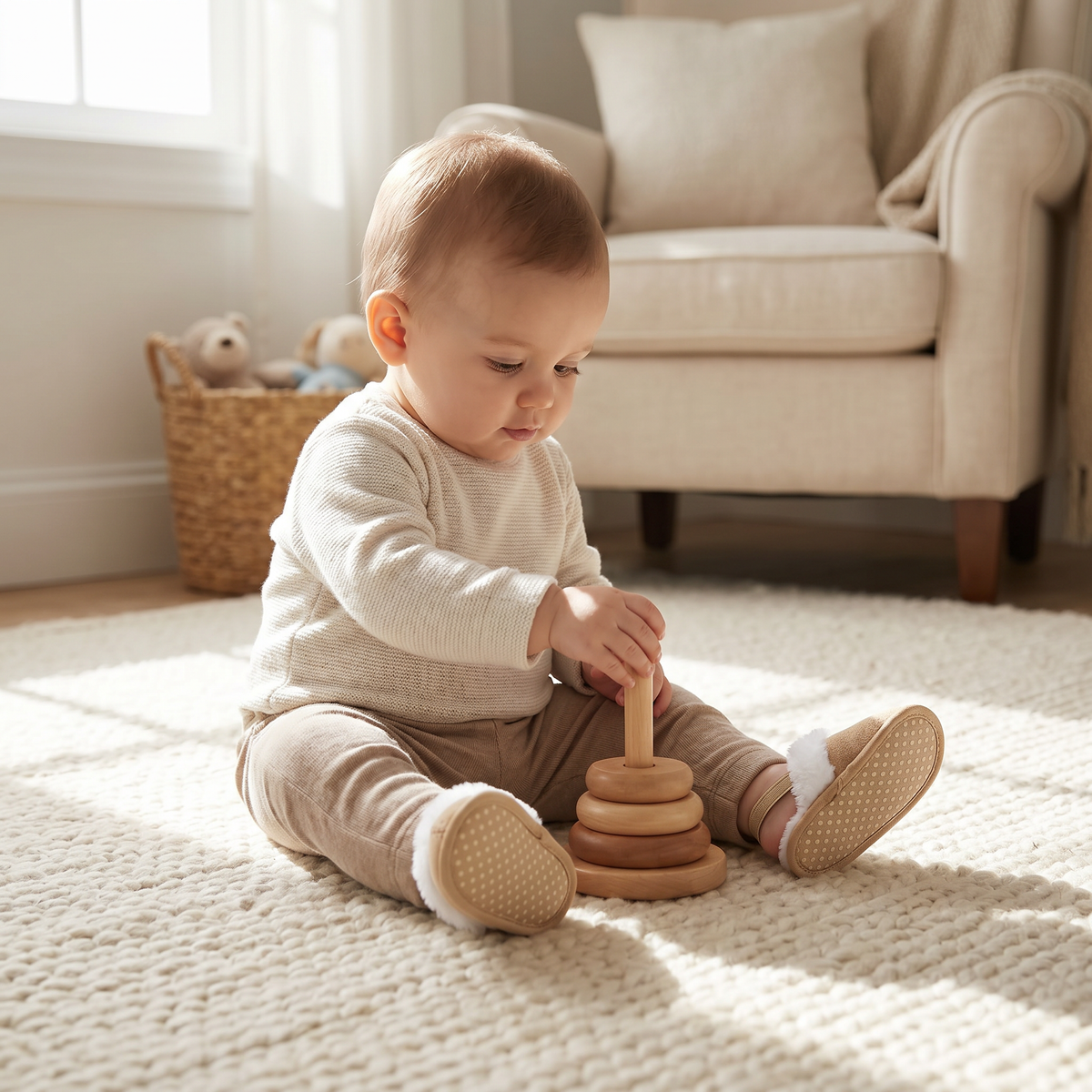 TinyCuddle™ | Cozy Baby Slippers with Back Strap