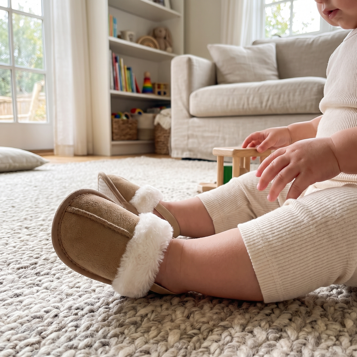 TinyCuddle™ | Cozy Baby Slippers with Back Strap