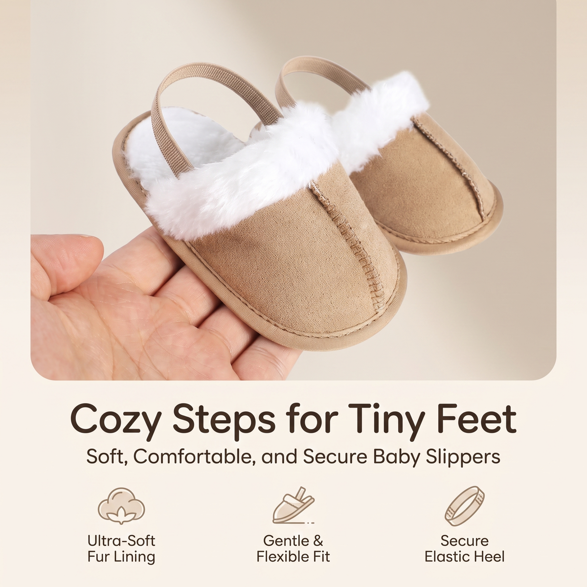 TinyCuddle™ | Cozy Baby Slippers with Back Strap