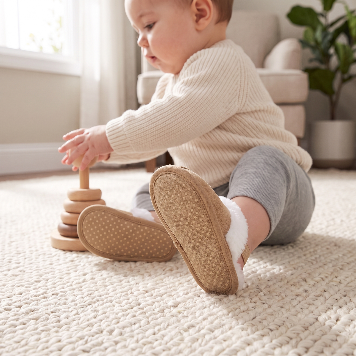 TinyCuddle™ | Cozy Baby Slippers with Back Strap