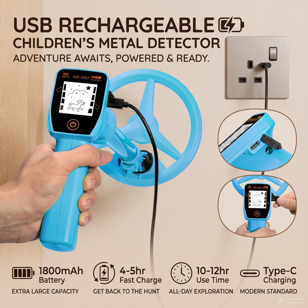 TreasureQuest™ | Kids' Digital Metal Detector for Outdoor Adventures