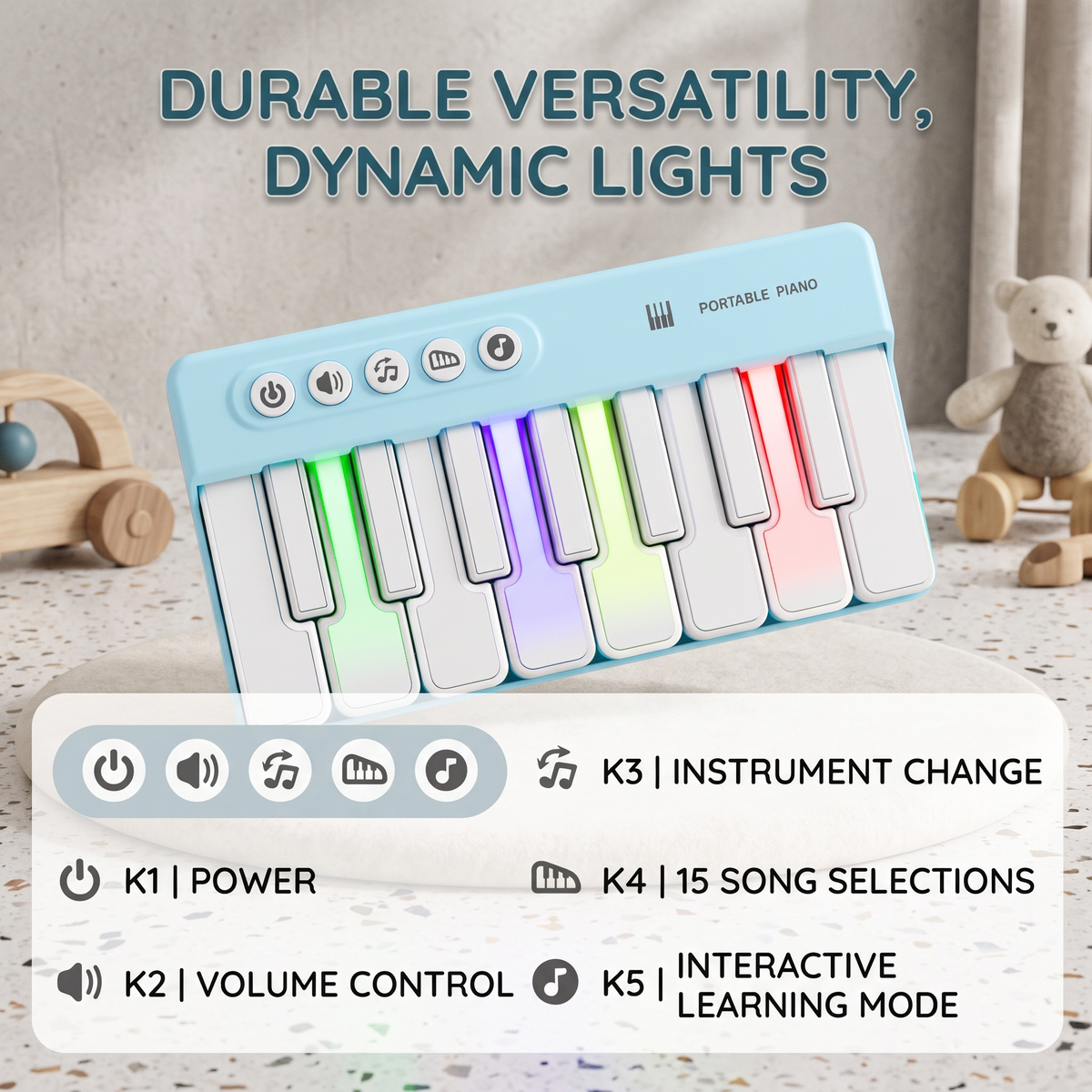 RainbowKeys™ | Interactive Kids' Mini Piano with Colorful LED Lights