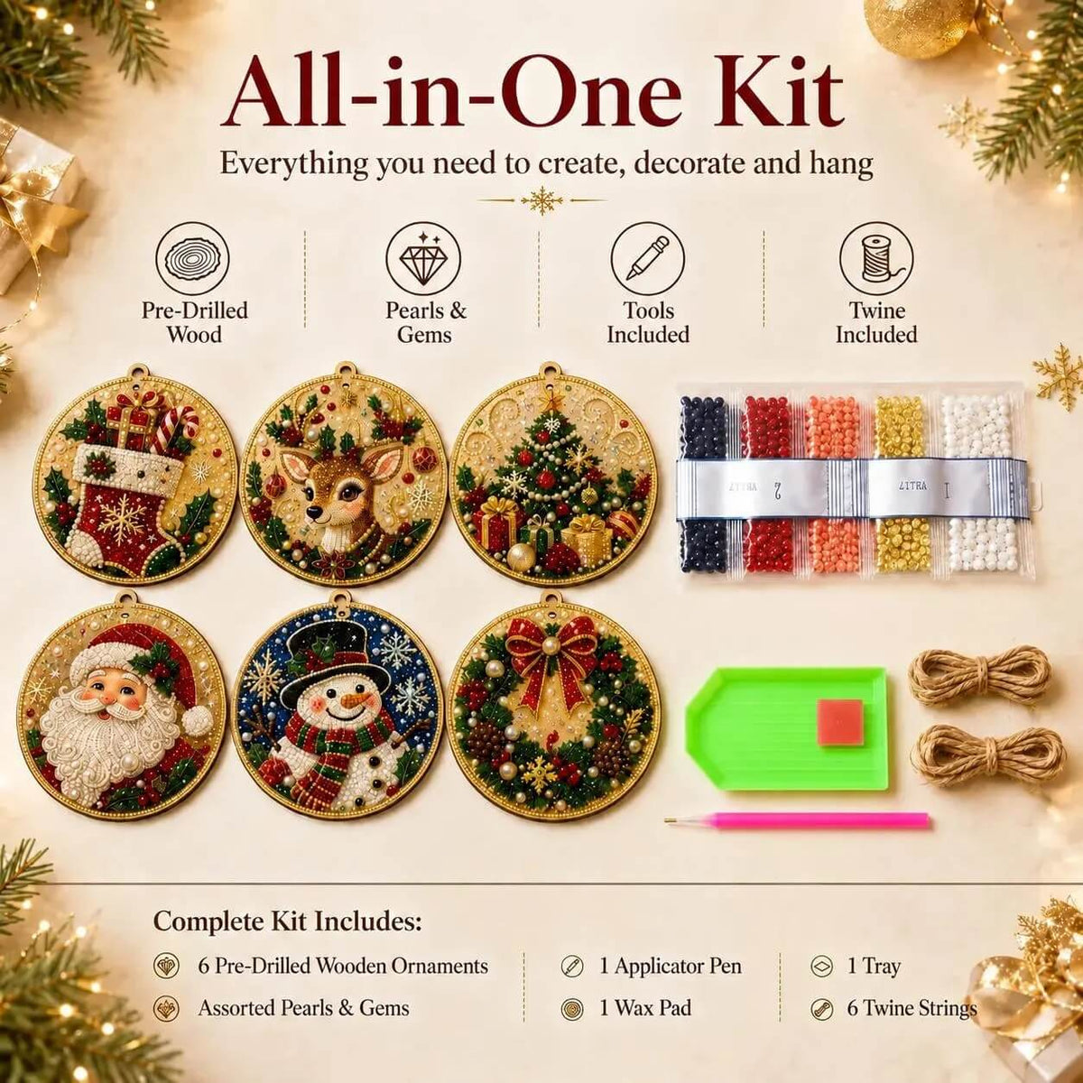 FestiveSpark™ | Christmas Diamond Art Ornament Decorating Kit
