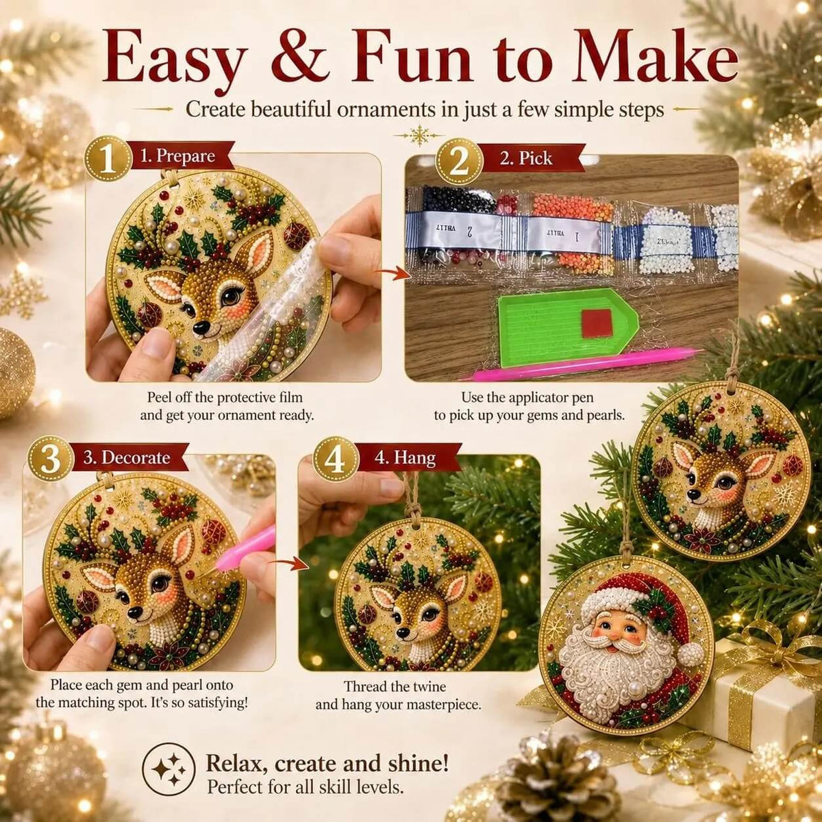 FestiveSpark™ | Christmas Diamond Art Ornament Decorating Kit