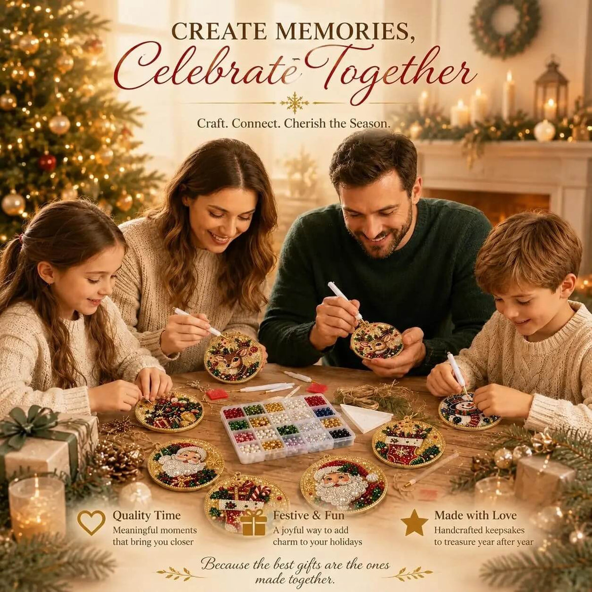 FestiveSpark™ | Christmas Diamond Art Ornament Decorating Kit