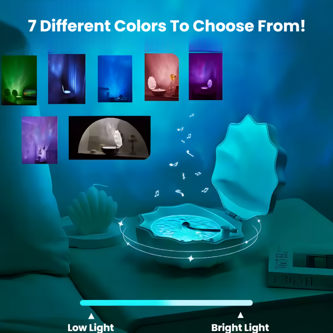 AquaShell™ | Color-Changing Ocean Wave Projector & Bluetooth Speaker