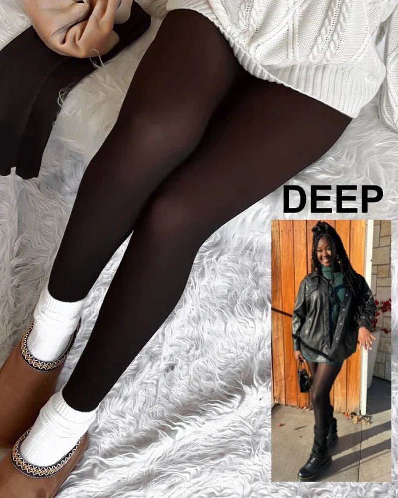 FrostVeil™ | Sheer-Look Fleece-Lined Thermal Tights