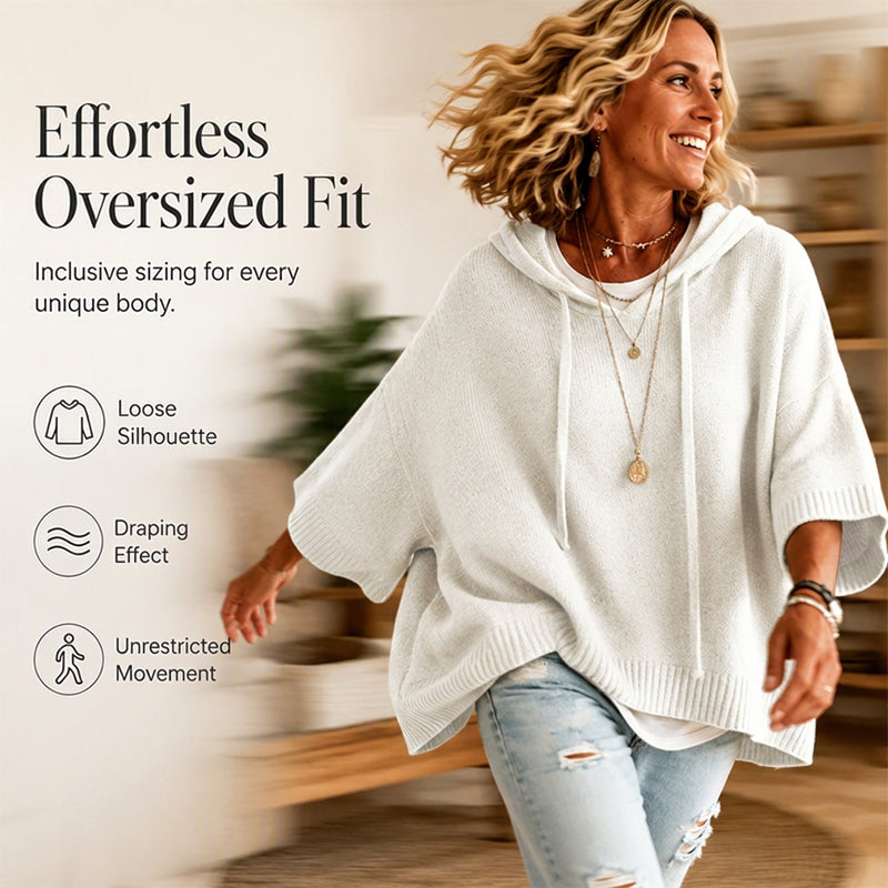 KnitHaven™ | Women's Oversized Hooded Knit Sweater with Drawstring