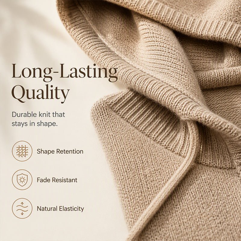 KnitHaven™ | Women's Oversized Hooded Knit Sweater with Drawstring