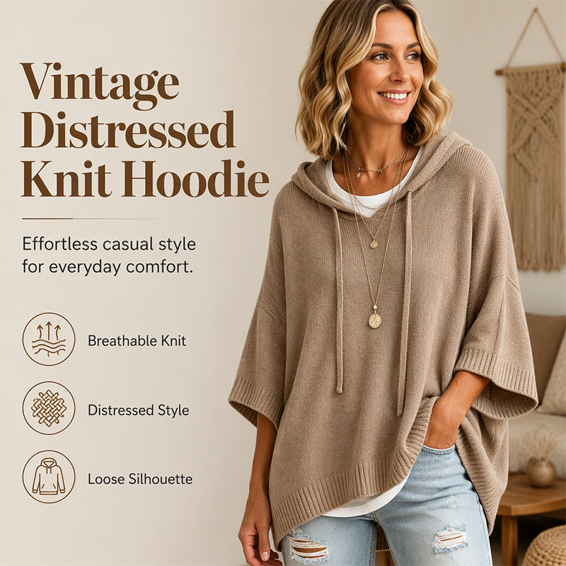 KnitHaven™ | Women's Oversized Hooded Knit Sweater with Drawstring