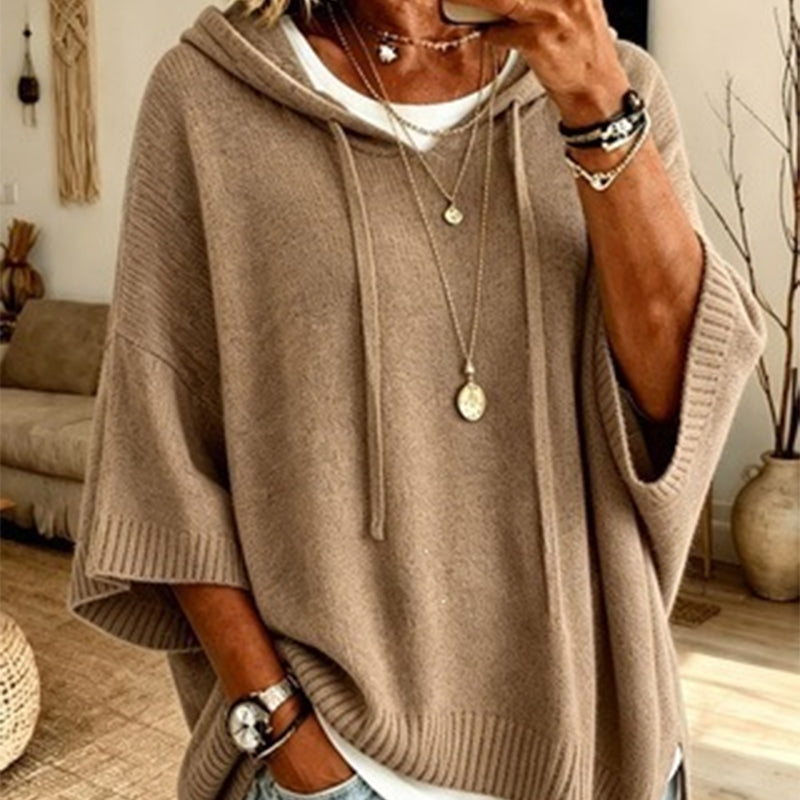 KnitHaven™ | Women's Oversized Hooded Knit Sweater with Drawstring