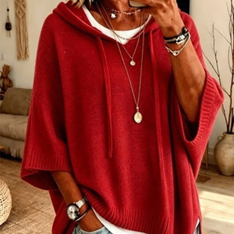 KnitHaven™ | Women's Oversized Hooded Knit Sweater with Drawstring