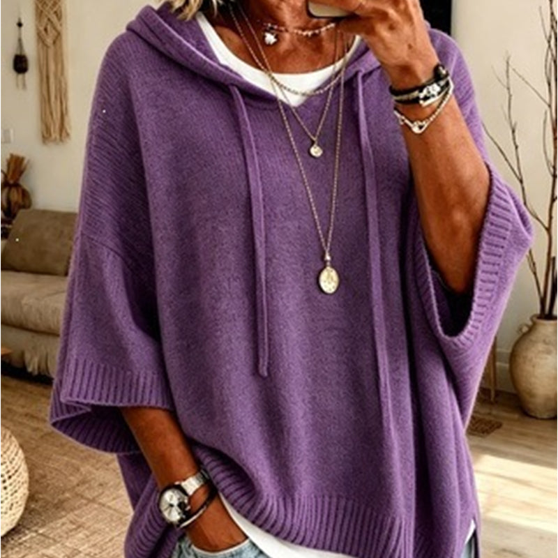 KnitHaven™ | Women's Oversized Hooded Knit Sweater with Drawstring