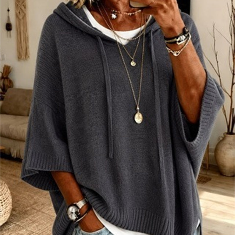 KnitHaven™ | Women's Oversized Hooded Knit Sweater with Drawstring