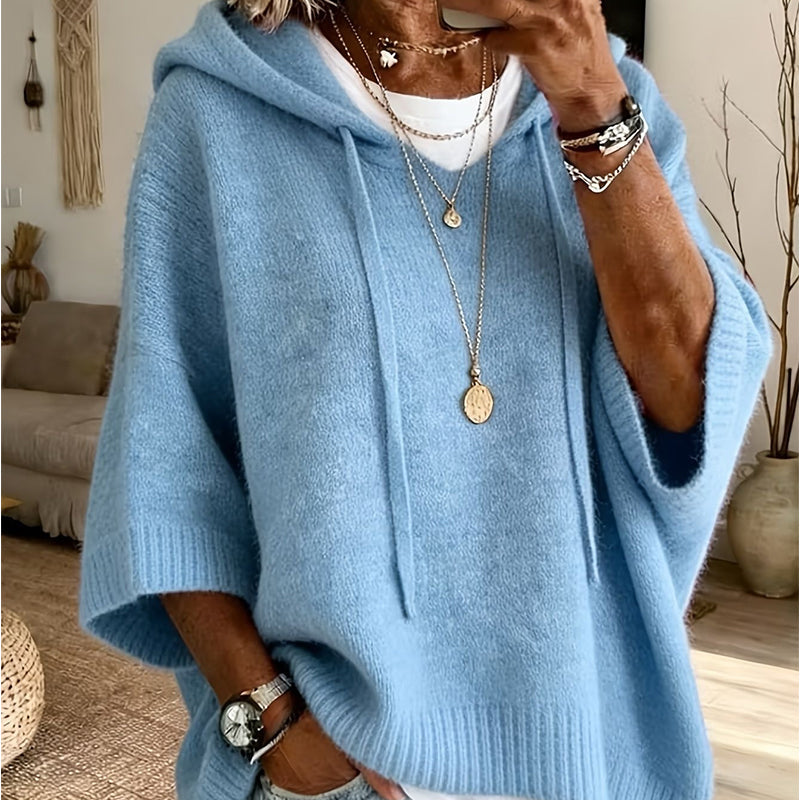 KnitHaven™ | Women's Oversized Hooded Knit Sweater with Drawstring