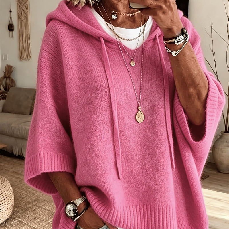 KnitHaven™ | Women's Oversized Hooded Knit Sweater with Drawstring
