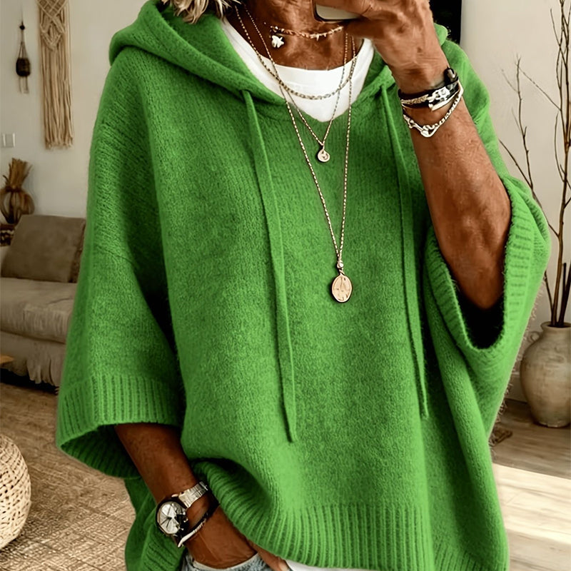 KnitHaven™ | Women's Oversized Hooded Knit Sweater with Drawstring