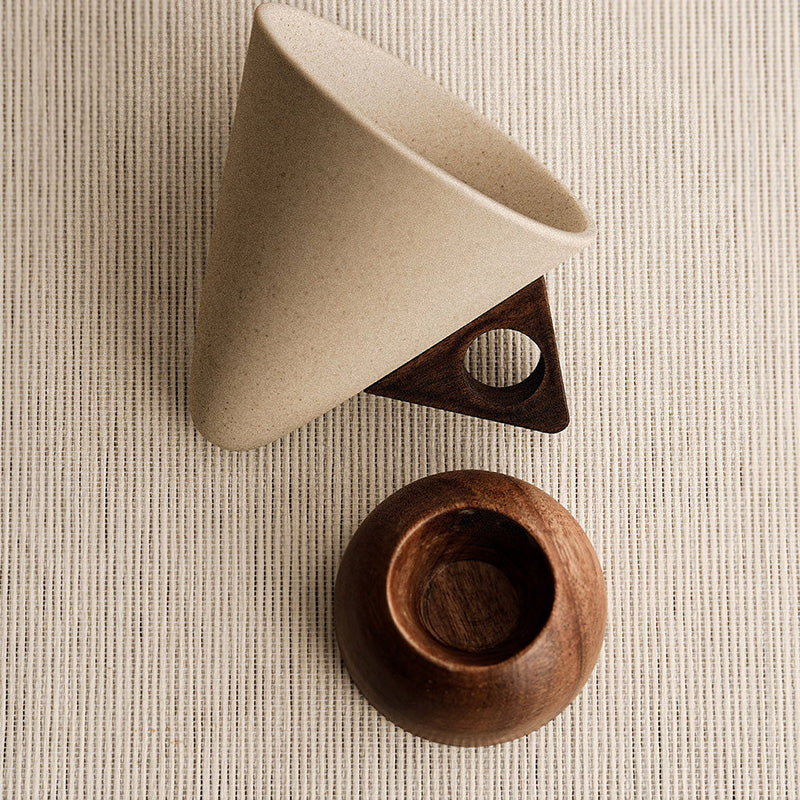 OakBrew™ | Rustic Ceramic Coffee Cup with Wooden Handle